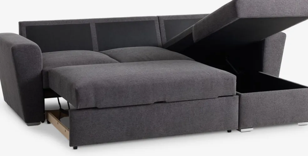 VEJLBYCanapé convertible avec méridienne VEJLBY tissu gris foncé