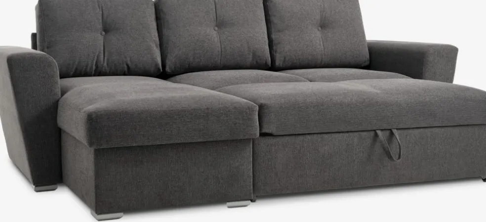 VEJLBYCanapé convertible avec méridienne VEJLBY tissu gris foncé