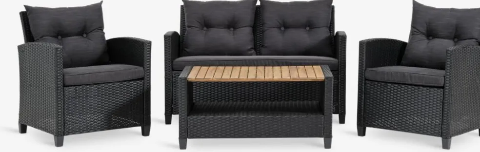 VENEnsemble lounge VEN 4 personnes noir