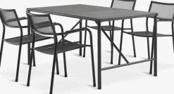 VIERLI + HEMSEDALVIERLI L149 table + 4 HEMSEDAL chaises noir