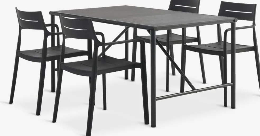 VIERLI + INGSTRUPVIERLI L149 table + 4 INGSTRUP chaises noir
