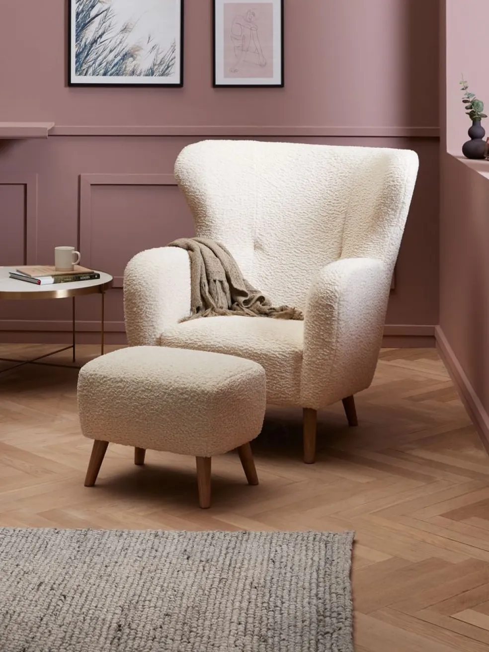 VILDSUNDFauteuil VILDSUND tissu teddy blanc cassé