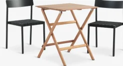 VRAADAL + HAGLEBUVRAADAL L62 table eucalyptus + 2 HAGLEBU chaises noir
